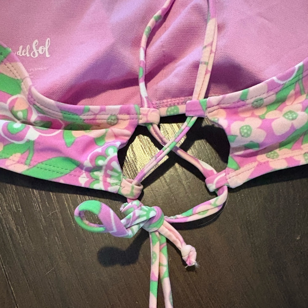 Cabana Del Sol Women's 2 Piece Bikini Swimsuit Set Purple Floral Sz L Beach - Picture 5 of 6